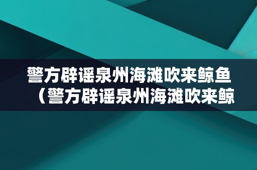 警方辟谣泉州海滩吹来鲸鱼（警方辟谣泉州海滩吹来鲸鱼是真的吗）